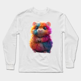 Very Colorful Sad Hamster Looking Very Cute Long Sleeve T-Shirt